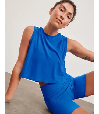 Beyond Yoga Featherweight Balance Cropped Tank- Court Blue Heather