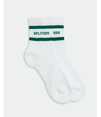 Splits59 Logo Stripe Quarter Socks- White/Arugula