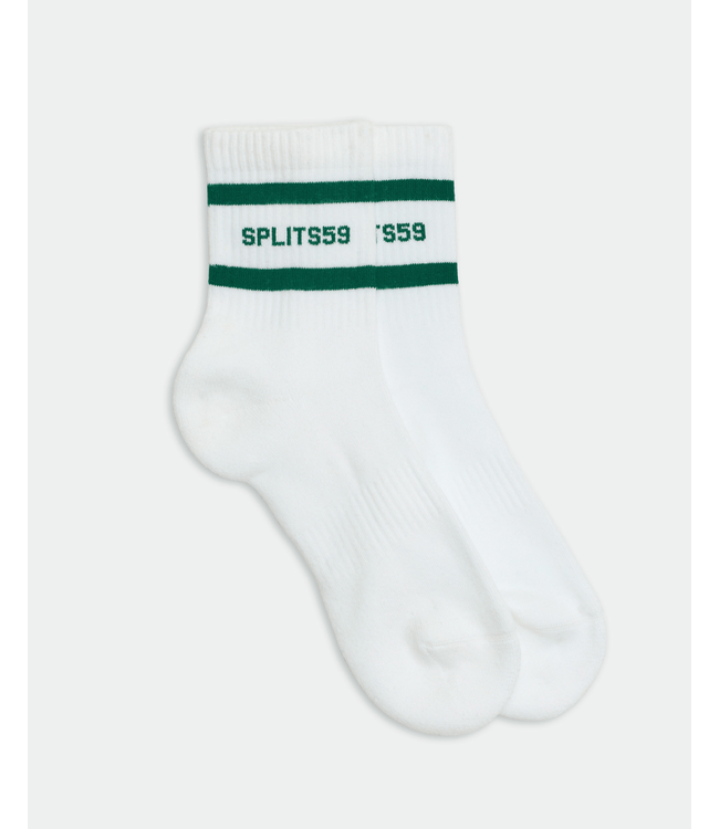 Logo Stripe Quarter Socks- White/Arugula