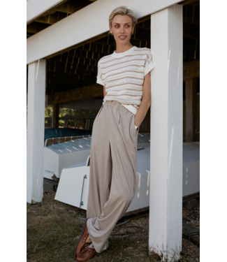 Varley Ciara Stripe Knit Top- Chanterelle Stripe