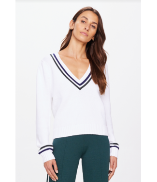The Upside Sonny V Neck Knit Sweater- White
