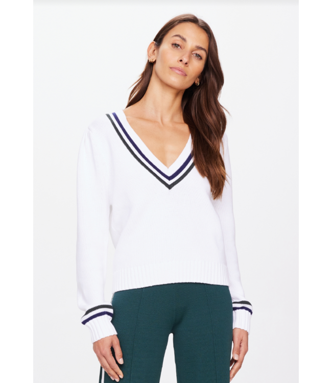 Sonny V Neck Knit Sweater- White