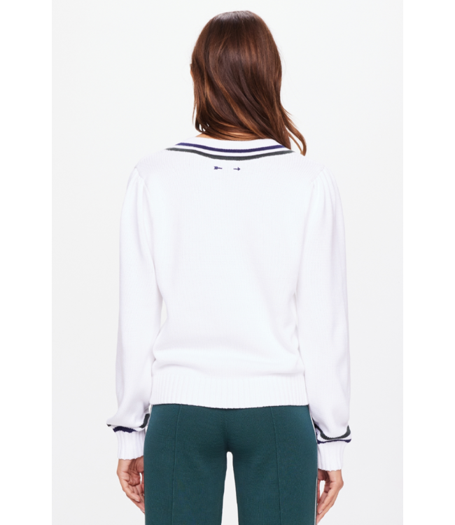Sonny V Neck Knit Sweater- White