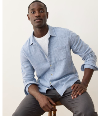 Marine Layer Classic Stretch Selvage- Chambray/Navy Stripe