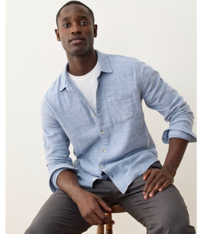 Classic Stretch Selvage- Chambray/Navy Stripe