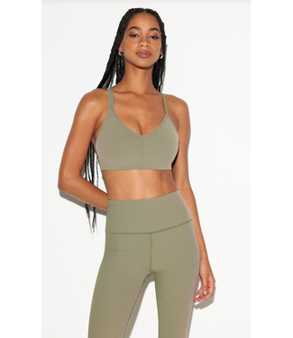 Spiritual Gangster Mercury 2-Tone Longline Bra- Dark Palm