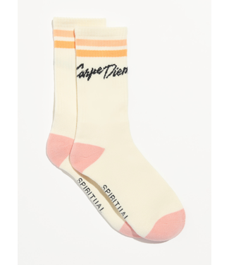 Spiritual Gangster Carpe Diem Crew Sock- Canvas/Shell Pink