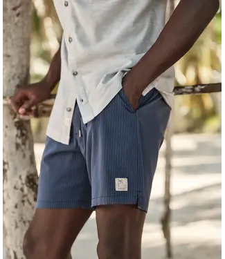 Marine Layer Lined Sport & Swim Short 6"- Navy/Blue Stripe