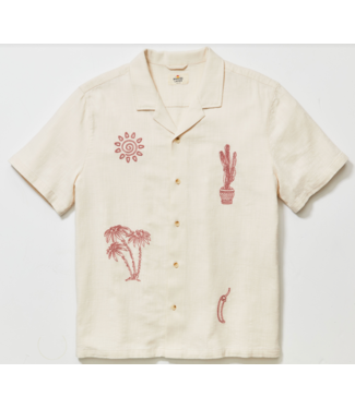 Marine Layer Embroidered Resort Shirt- Natural