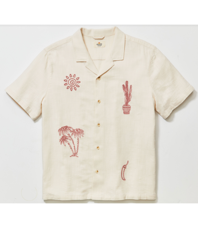 Embroidered Resort Shirt- Natural