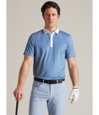 Rhone Apparel Golf Sport Polo- Sapphire Blue/Arctic Blue/White Geo