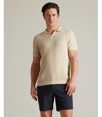 Rhone Apparel Johnny Collar Polo- Sandstone/White