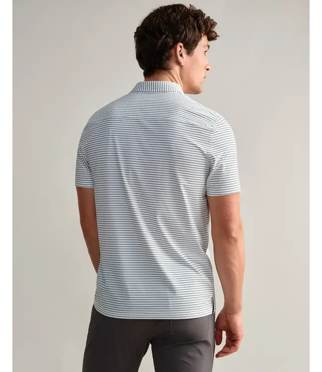 Commuter Polo Slim Fit- White/Green Double Stripe