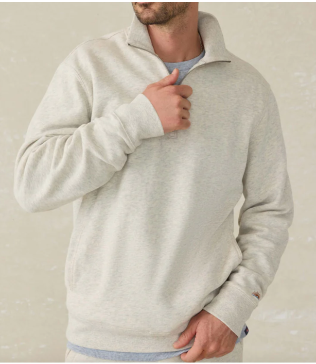 High Standard Fleece Quarter Zip- Antique Ivory Heather