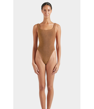 Hunza G Square Neck Swim- Metallic Cocoa