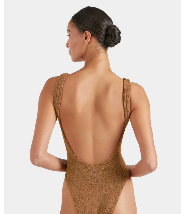 Square Neck Swim- Metallic Cocoa