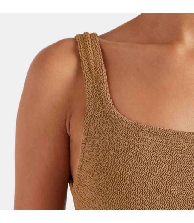 Square Neck Swim- Metallic Cocoa