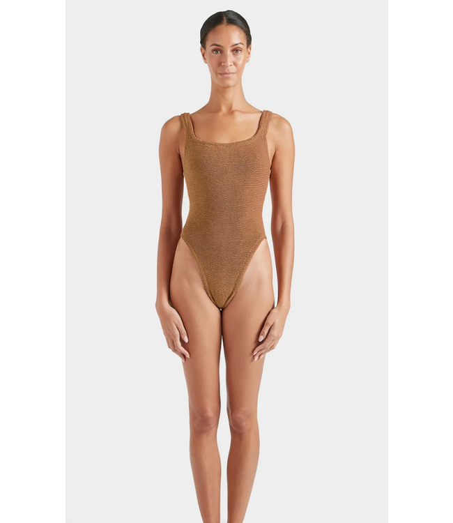 Square Neck Swim- Metallic Cocoa