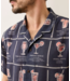Archive Tencel Linen Resort Shirt- Navy Happy Hour Print