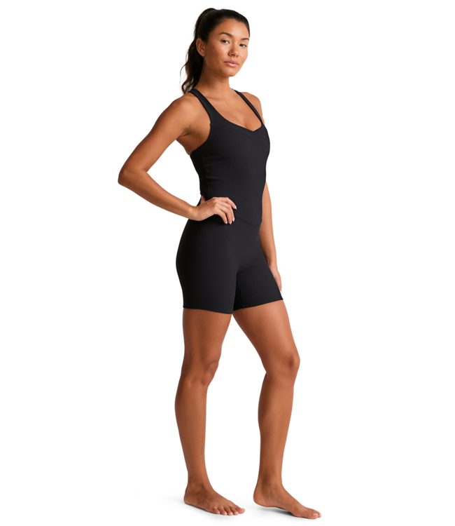Routine Ribbed Biker Jumpsuit- Black Onyx