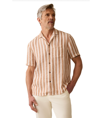 Faherty Brand SS Palma Linen Camp Shirt- Sienna Valley Stripe