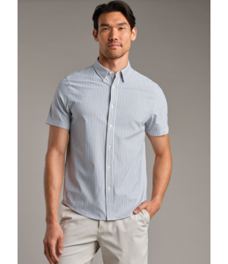 Rhone Apparel Commuter Short Sleeve Shirt- Dark Linen Wide Stripe