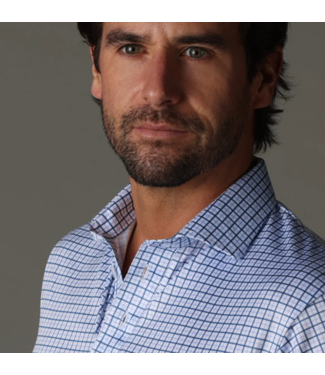 Collars & Co. Semi Spread Collar Polo- Blue Tattersall