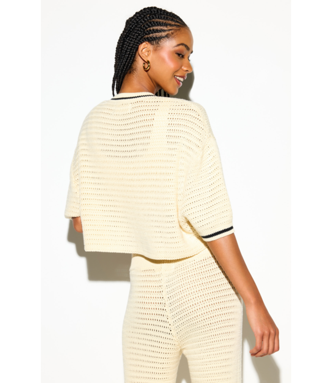 Daphnie S/S Crochet Cardigan- Canvas