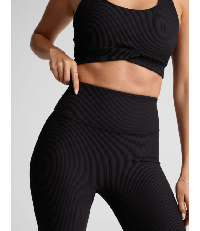 Impulse Ribbed Midi Legging- Black Onyx