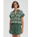 Joelle Crochet Polo Top- Cilantro