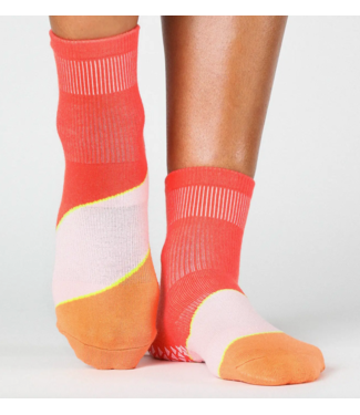 Women's Chev Stripe Ankle Grip Sock- Rose