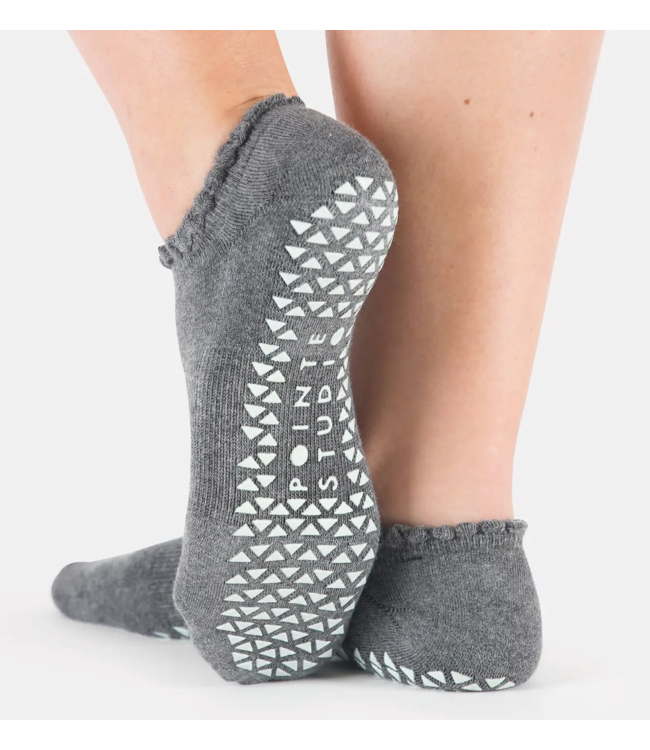 Women's Happy Full Foot Grip Sock- Charcoal
