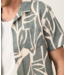 Stretch Selvage Resort Shirt- Olive Abstract Palm