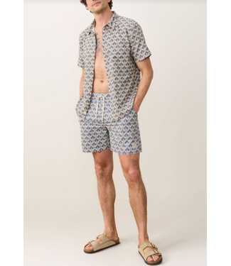 Marine Layer Lined Sport & Swim Short 6"- India Ink Agave Print