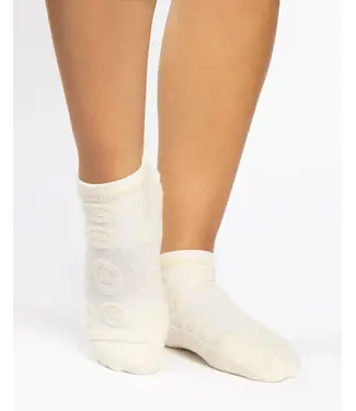 Happy Terry Full Foot Grip Sock- Ivory