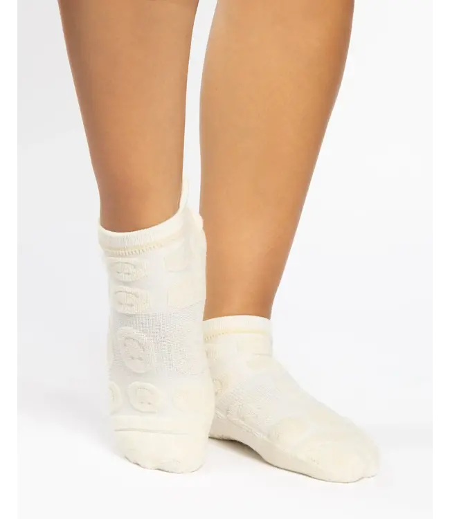 Happy Terry Full Foot Grip Sock- Ivory