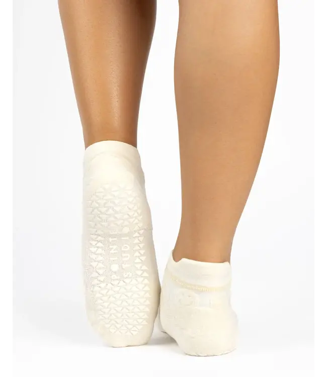 Happy Terry Full Foot Grip Sock- Ivory