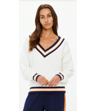 The Upside Josette V Neck Sweater- White