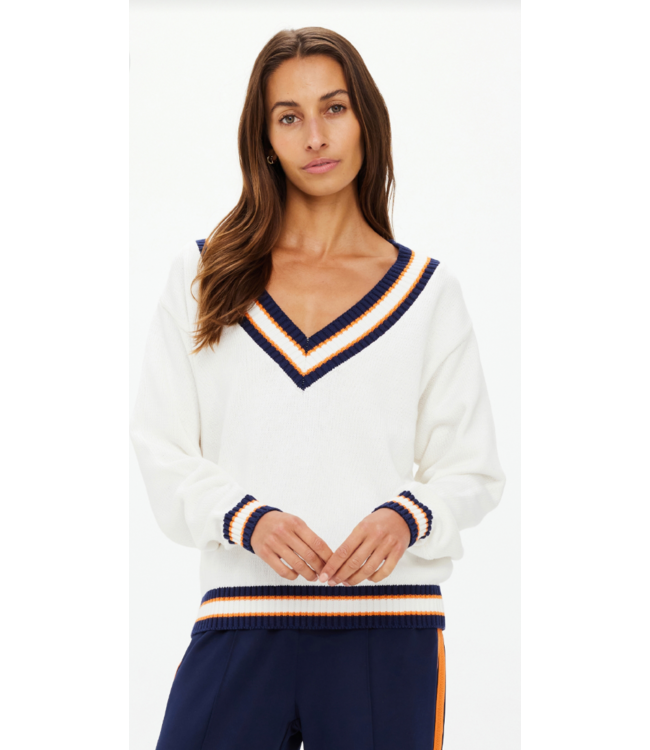 Josette V Neck Sweater- White
