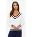 Josette V Neck Sweater- White