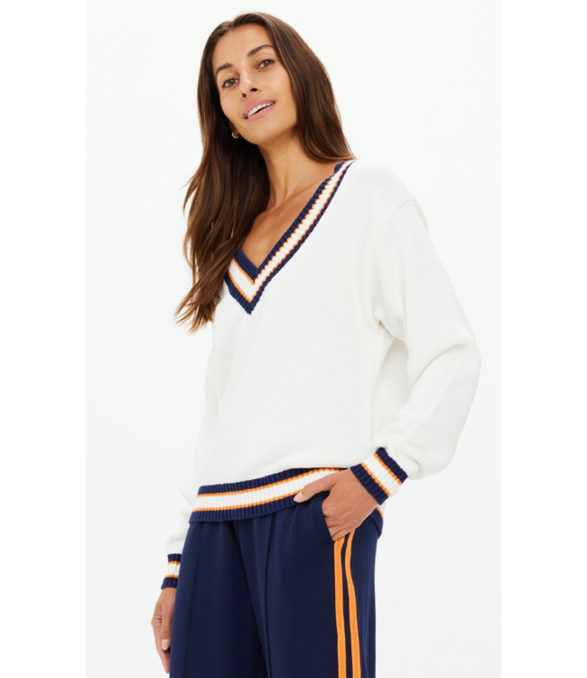Josette V Neck Sweater- White