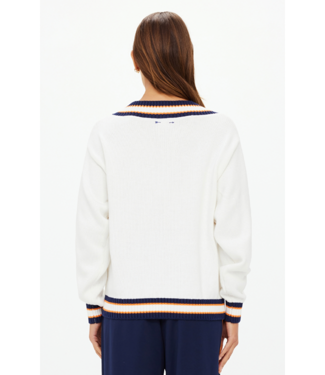 Josette V Neck Sweater- White