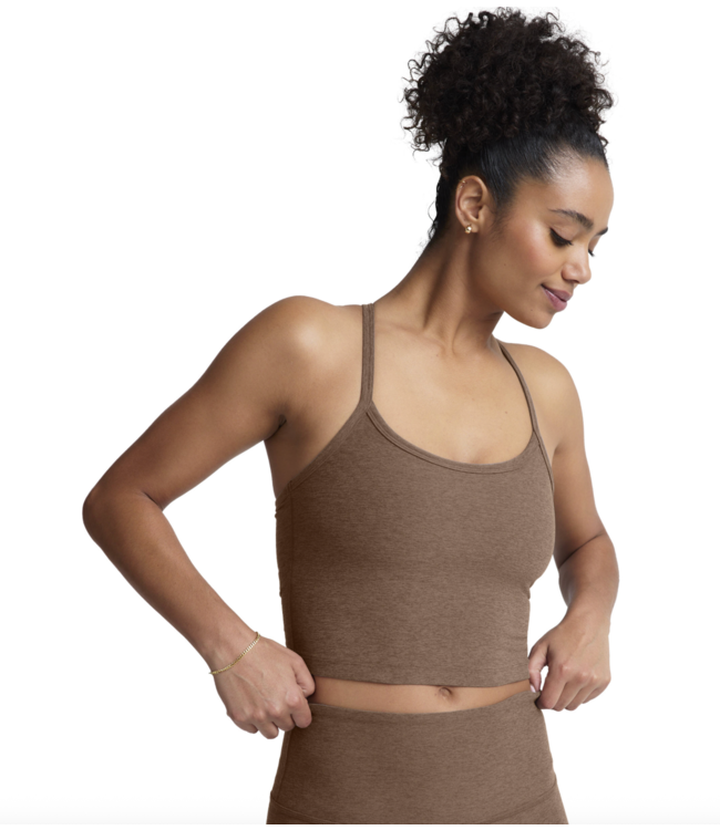 Spacedye Slim Racerback Cropped Tank- True Chocolate Heather