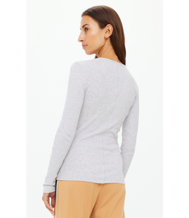 Ness Ribbed Long Sleeve Top- Grey