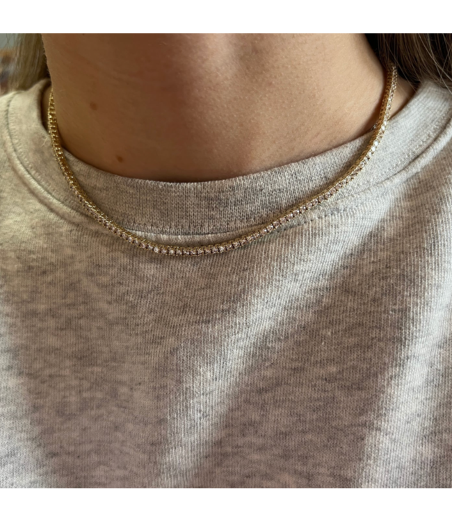 Everyday Tennis Necklace 16"- Silver