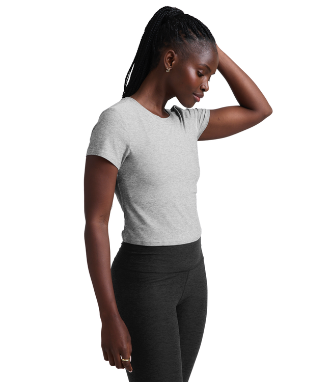 Featherweight Cropped Tee- Silver Mist