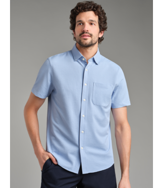 Rhone Apparel Commuter Seersucker Short Sleeve Button Down- Light Blue