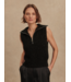 Hally Half Zip Rib Vest- Black Fleck