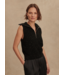 Hally Half Zip Rib Vest- Black Fleck