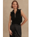 Hally Half Zip Rib Vest- Black Fleck